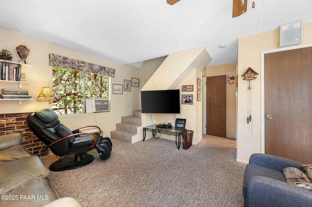 5980 S Old Walker Rd, Prescott, AZ 86303 - carpeted living room with stairway and cooling unit