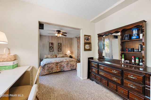 5980 S Old Walker Rd, Prescott, AZ 86303 - bedroom with light carpet, a textured ceiling, and ceiling fan