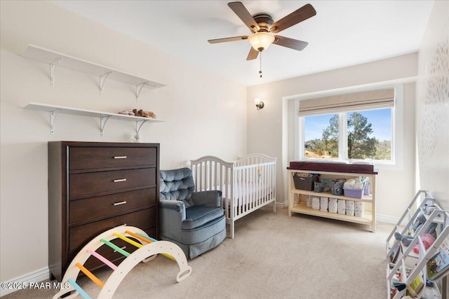 1310 W Carlock Dr, Prescott, AZ 86305 - bedroom featuring light colored carpet, baseboards, and a ceiling fan