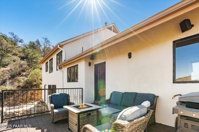 1310 W Carlock Dr, Prescott, AZ 86305 - wooden deck featuring an outdoor living space with a fire pit