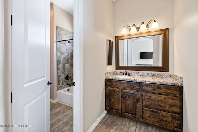 12300 W Slate Rd, Prescott, AZ 86305 - full bath with vanity, shower / bath combination, baseboards, and wood finished floors