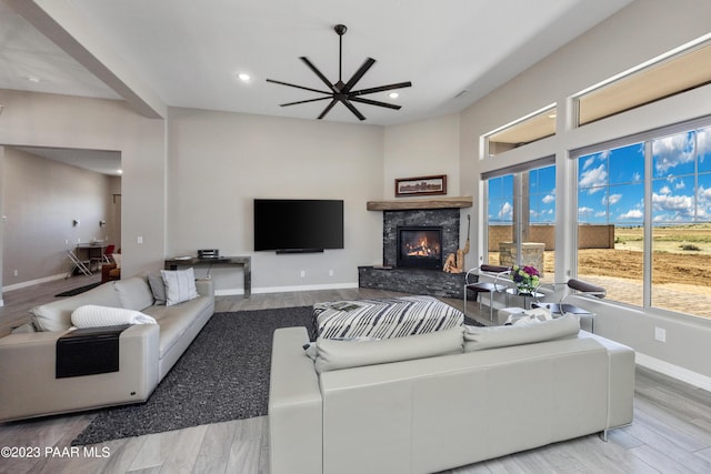 3771 Blazing Ore Trl, Prescott, AZ 86301 - living room featuring ceiling fan and light hardwood / wood-style floors
