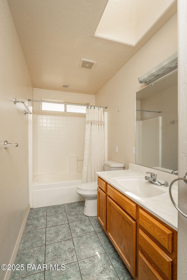1269 N Oxbow Dr, Dewey-Humboldt, AZ 86327 - full bathroom with vanity, shower / bath combo with shower curtain, and tile patterned floors