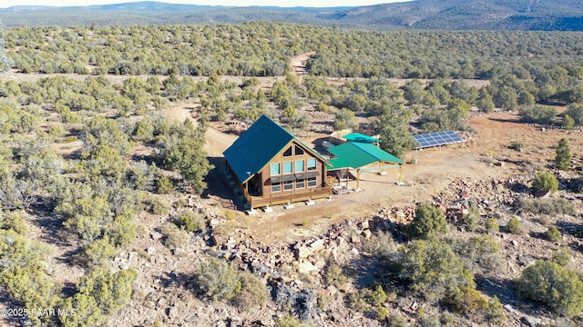 bird's eye view with a mountain view