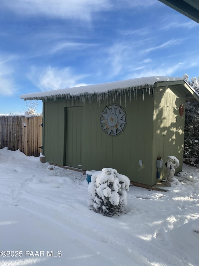 view of snow covered structure