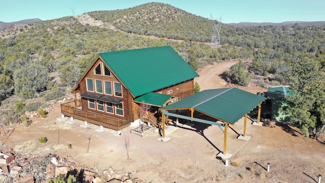 bird's eye view with a mountain view