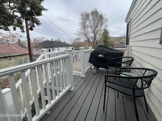 deck featuring area for grilling