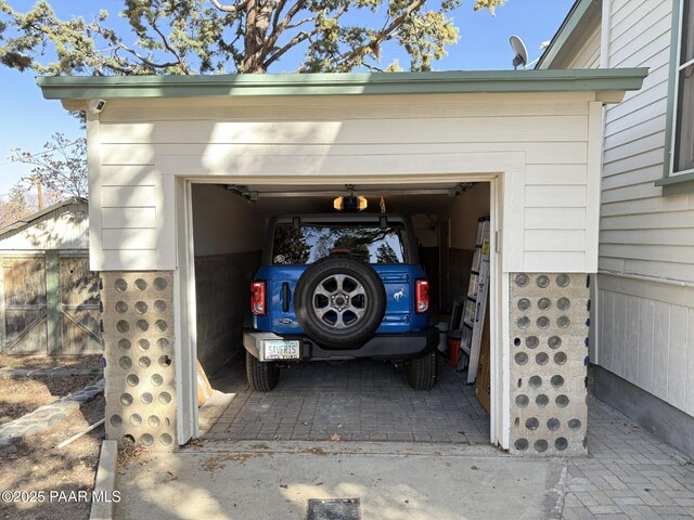 view of garage