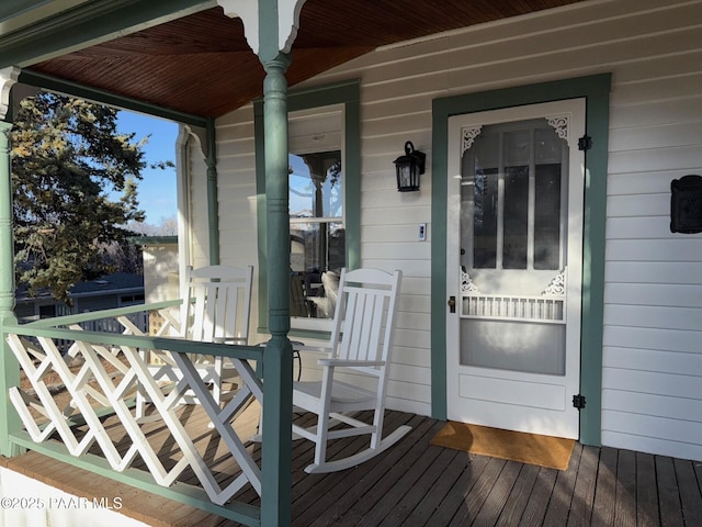 deck featuring a porch