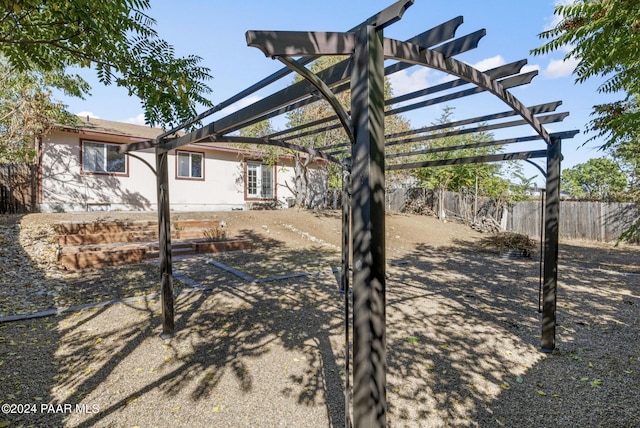 view of yard with a pergola