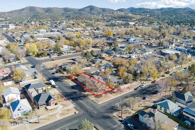 drone / aerial view with a mountain view