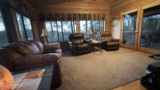 sunroom / solarium with vaulted ceiling