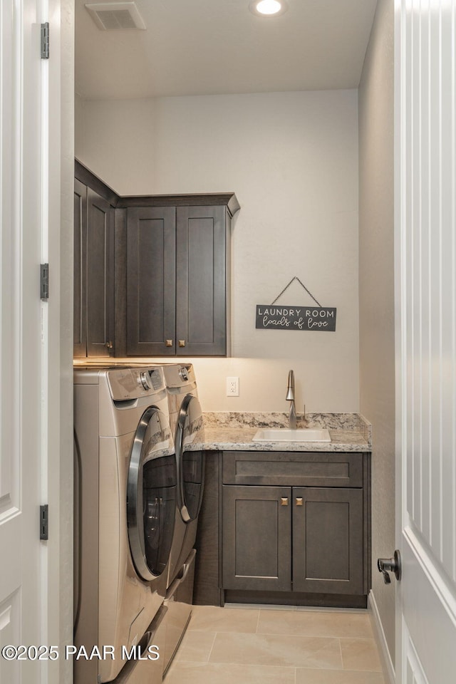 7064 N Robin Nest Ct, Prescott Valley, AZ 86315 - laundry room featuring cabinet space, separate washer and dryer, and recessed lighting