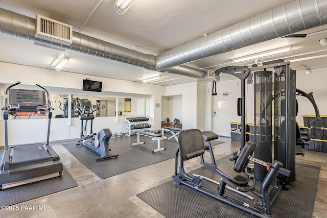 gym featuring visible vents