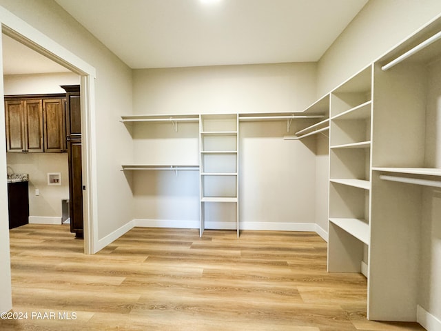 walk in closet featuring light hardwood / wood-style floors