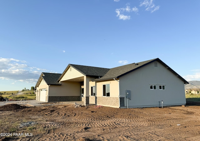 exterior space with a garage