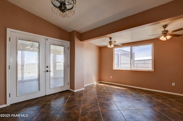 9100 E Lonesome Valley Rd, Prescott Valley, AZ 86315 - interior space with french doors, ceiling fan, baseboards, and lofted ceiling