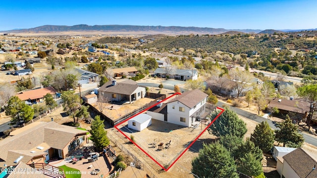 bird's eye view with a mountain view and a residential view