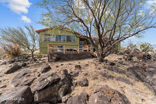 969 S Saguaro Dr, Wickenburg, AZ 85390 - back of property with a deck and stucco siding