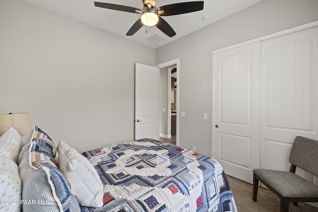 5109 Porter Creek Dr, Prescott, AZ 86301 - bedroom featuring carpet, ceiling fan, and a closet