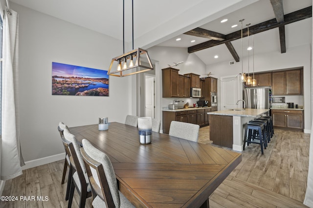 5109 Porter Creek Dr, Prescott, AZ 86301 - dining space with light wood-type flooring, a chandelier, baseboards, and recessed lighting