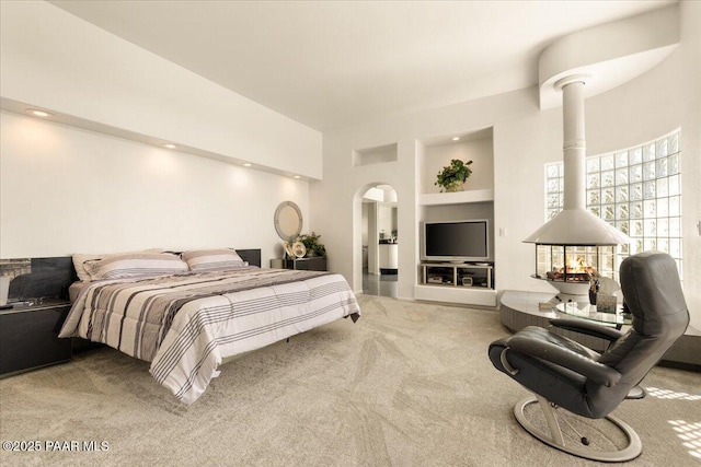 1369 Sierry Peaks Dr, Prescott, AZ 86305 - carpeted bedroom with arched walkways and a high ceiling