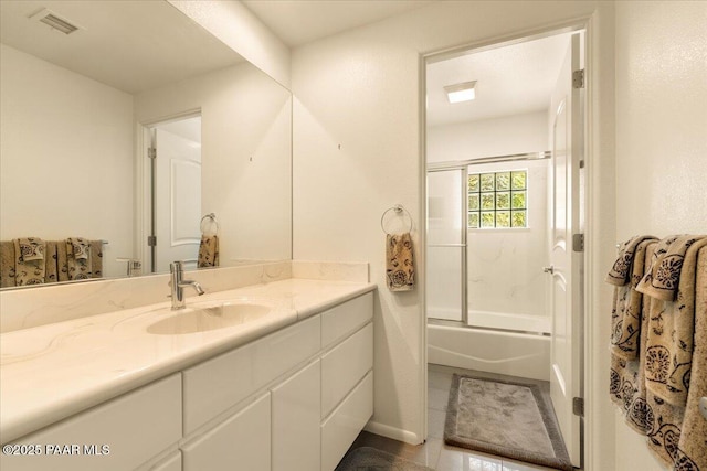 1369 Sierry Peaks Dr, Prescott, AZ 86305 - bathroom with vanity, shower / bath combination with glass door, and tile patterned floors
