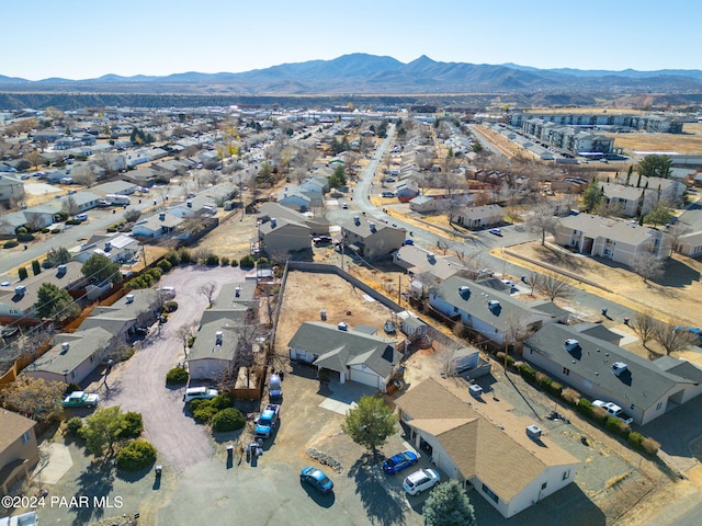 drone / aerial view featuring a mountain view