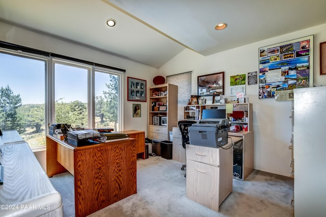 1301 S Manzanita Hill Rd, Prescott, AZ 86303 - office space with light colored carpet, vaulted ceiling, and recessed lighting