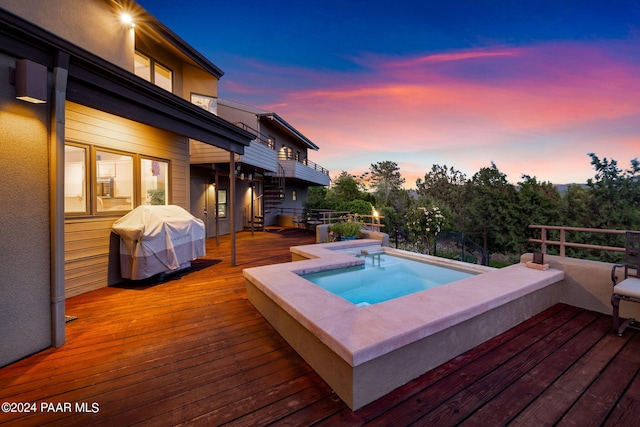 1301 S Manzanita Hill Rd, Prescott, AZ 86303 - pool at dusk with an outdoor hot tub and area for grilling