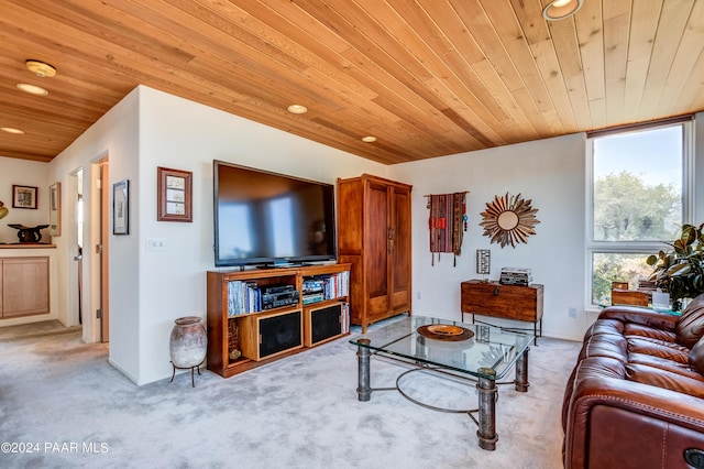 1301 S Manzanita Hill Rd, Prescott, AZ 86303 - living area with recessed lighting, light colored carpet, and wooden ceiling