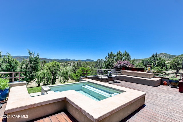 1301 S Manzanita Hill Rd, Prescott, AZ 86303 - view of swimming pool featuring a deck with mountain view and hot tub deck surround