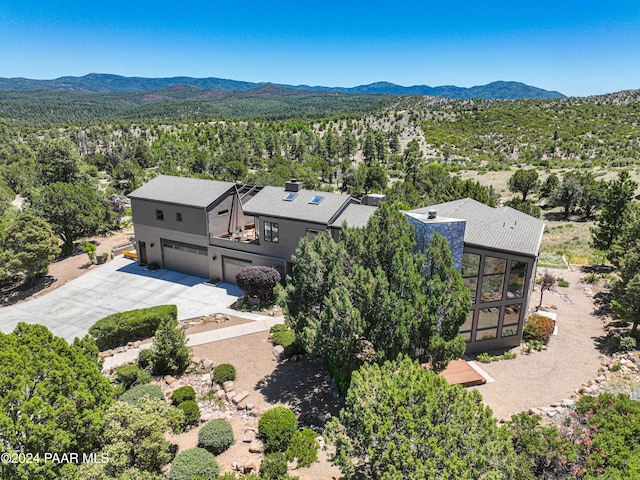 1301 S Manzanita Hill Rd, Prescott, AZ 86303 - drone / aerial view featuring a wooded view and a mountain view