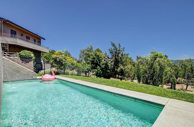1301 S Manzanita Hill Rd, Prescott, AZ 86303 - view of swimming pool featuring fence and a lawn