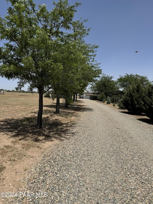 view of road with a rural view