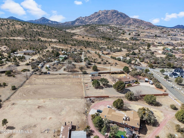 drone / aerial view featuring a mountain view