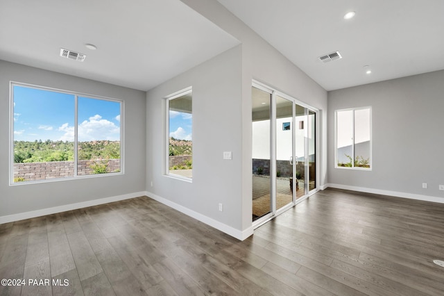 spare room featuring dark wood-type flooring