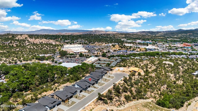 aerial view with a mountain view