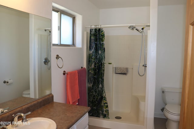1155 W Half Moon Ct, Ash Fork, AZ 86320 - bathroom featuring toilet, vanity, and a shower with curtain