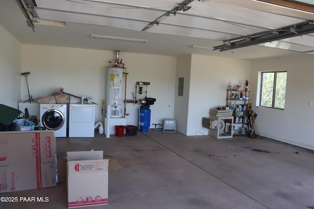 1155 W Half Moon Ct, Ash Fork, AZ 86320 - garage with washer and dryer, gas water heater, and electric panel