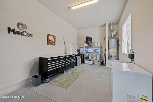 5313 Autumn Leaf Ln, Prescott, AZ 86301 - misc room featuring water heater, finished concrete floors, and baseboards