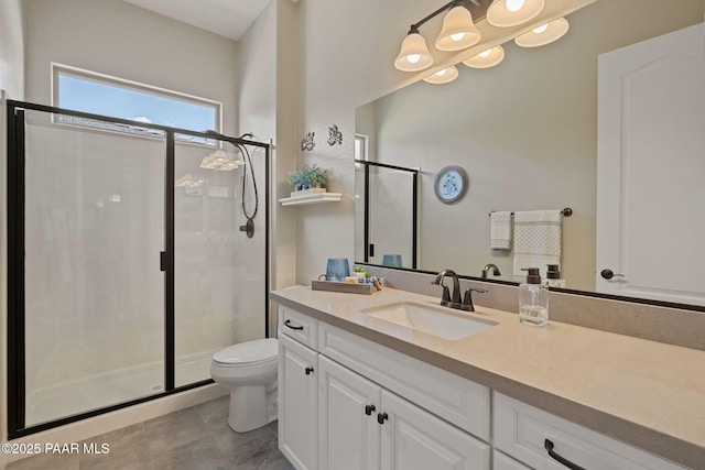 5313 Autumn Leaf Ln, Prescott, AZ 86301 - bathroom with vanity, a shower stall, and toilet