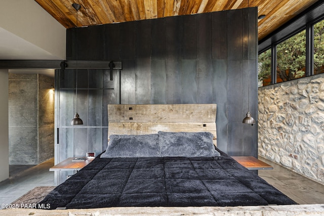 51 Rill Rd, Prescott, AZ 86305 - unfurnished bedroom featuring wooden ceiling and finished concrete flooring