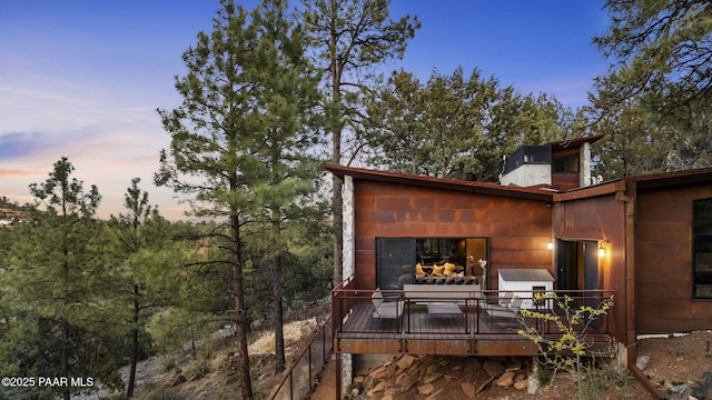 51 Rill Rd, Prescott, AZ 86305 - back of house featuring a wooden deck and a chimney