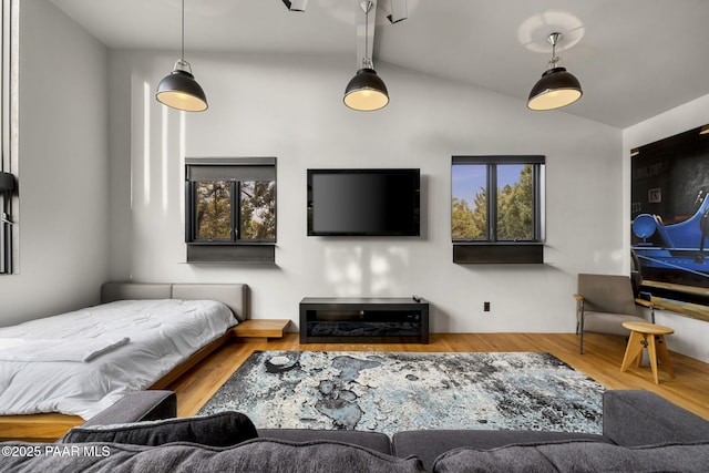 51 Rill Rd, Prescott, AZ 86305 - bedroom with lofted ceiling and wood finished floors