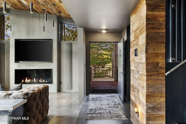51 Rill Rd, Prescott, AZ 86305 - doorway featuring concrete flooring and a large fireplace