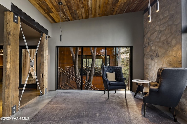 51 Rill Rd, Prescott, AZ 86305 - sitting room featuring wooden ceiling and finished concrete floors