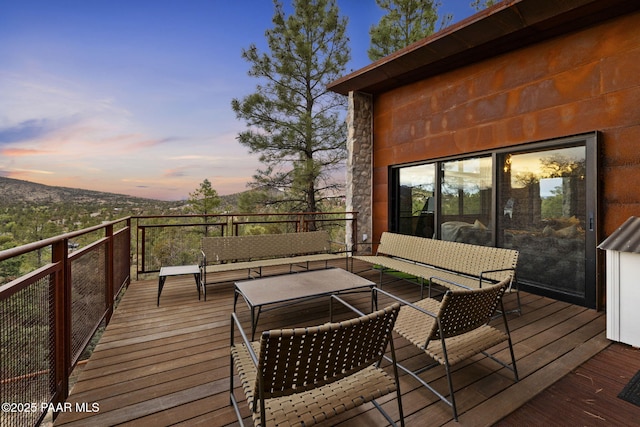 51 Rill Rd, Prescott, AZ 86305 - deck at dusk with an outdoor living space