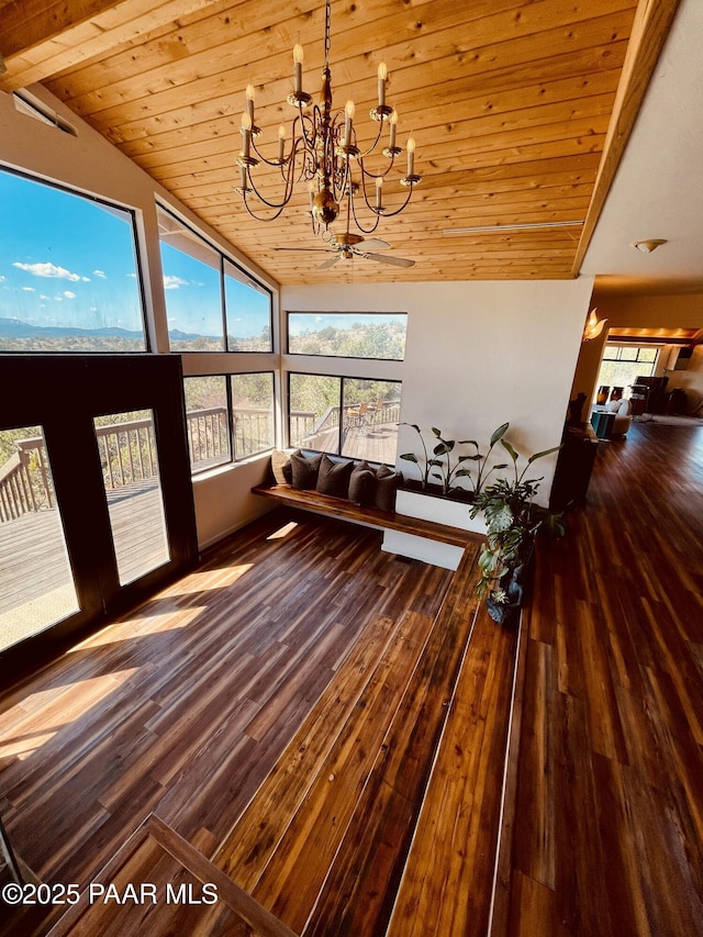 28555 N Feather Mountain Rd, Paulden, AZ 86334 - sunroom featuring a chandelier and vaulted ceiling