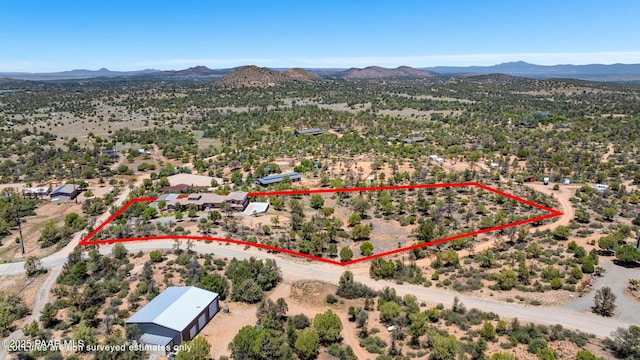 13175 N Bull Run Rd, Prescott, AZ 86305 - view of rural area featuring mountains, a desert landscape, and property boundaries highlighted